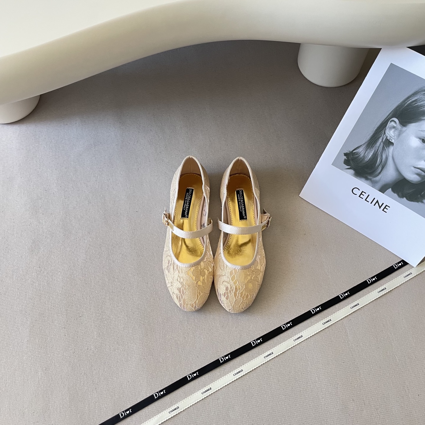 Lace cutout ballet flats