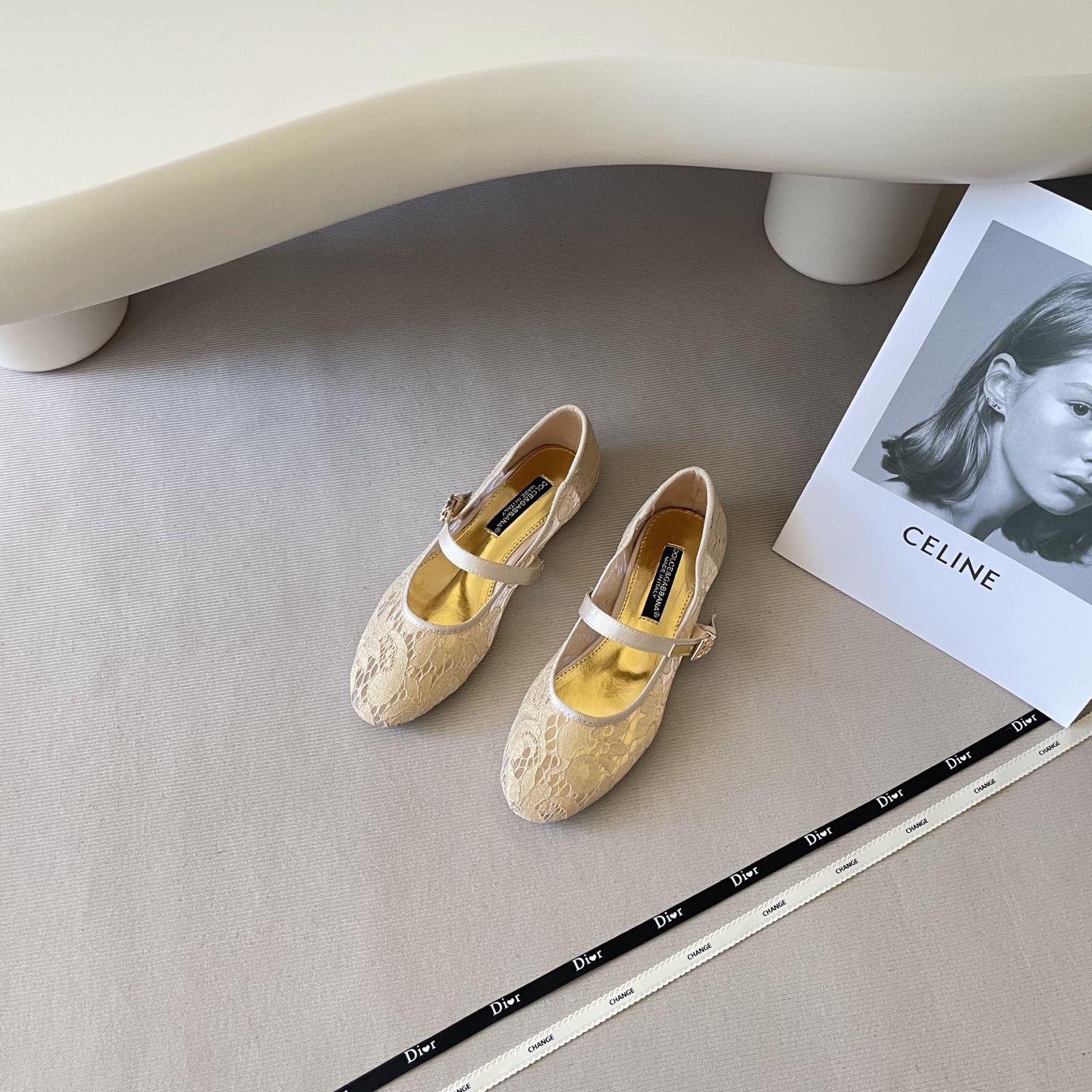 Lace cutout ballet flats