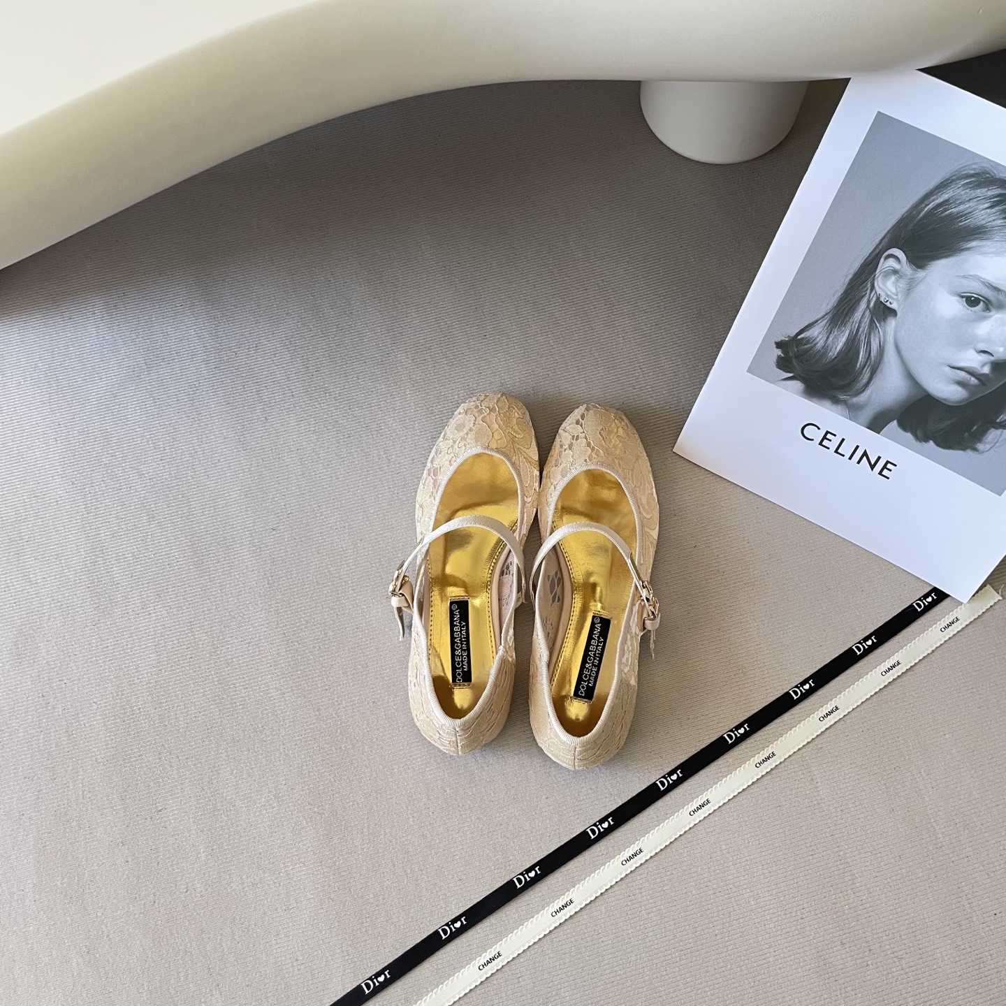 Lace cutout ballet flats