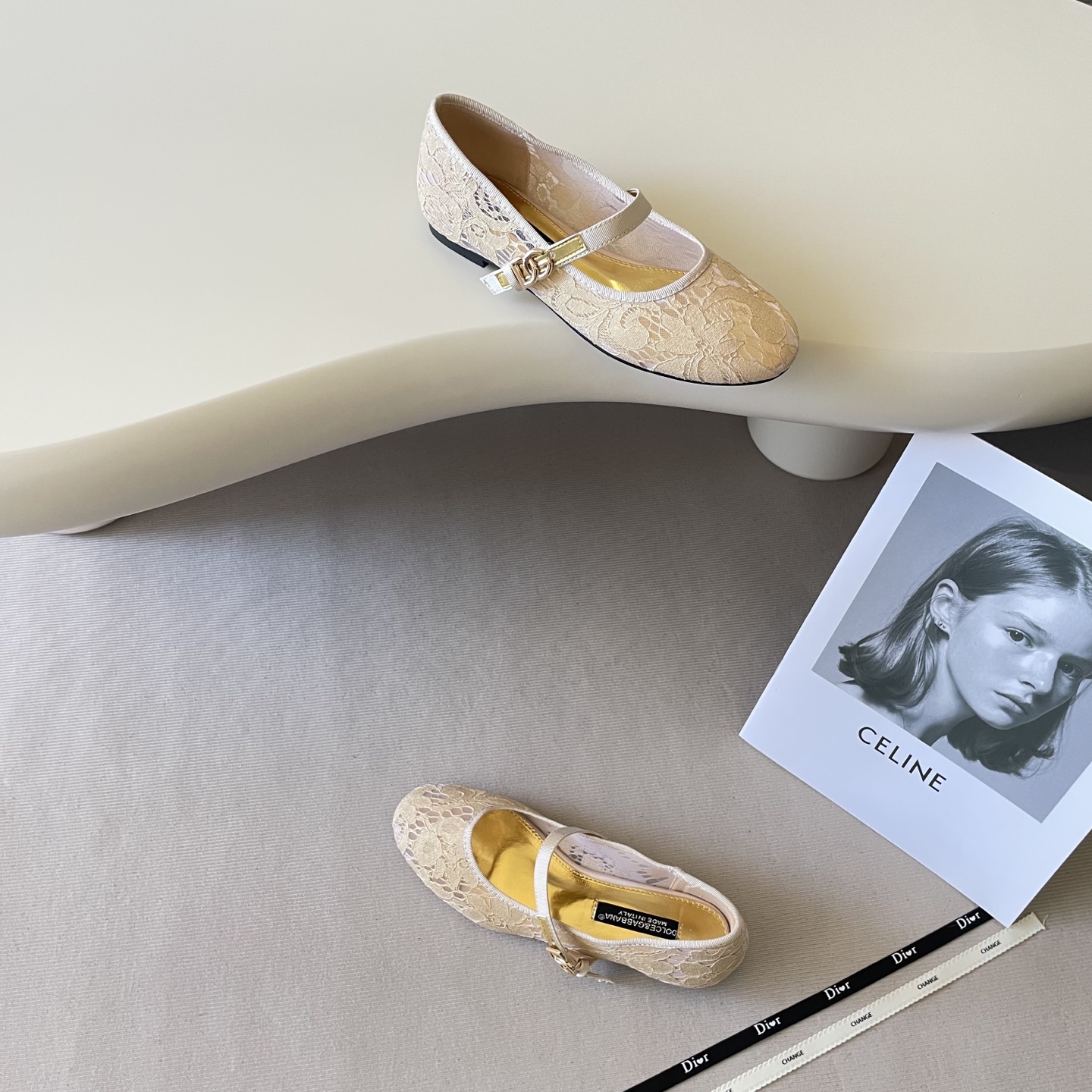 Lace cutout ballet flats