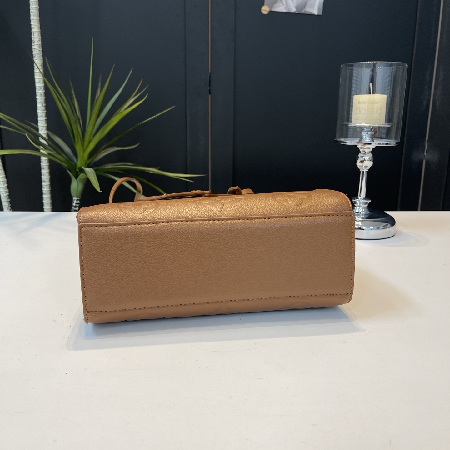 Vintage embossed letter handbag