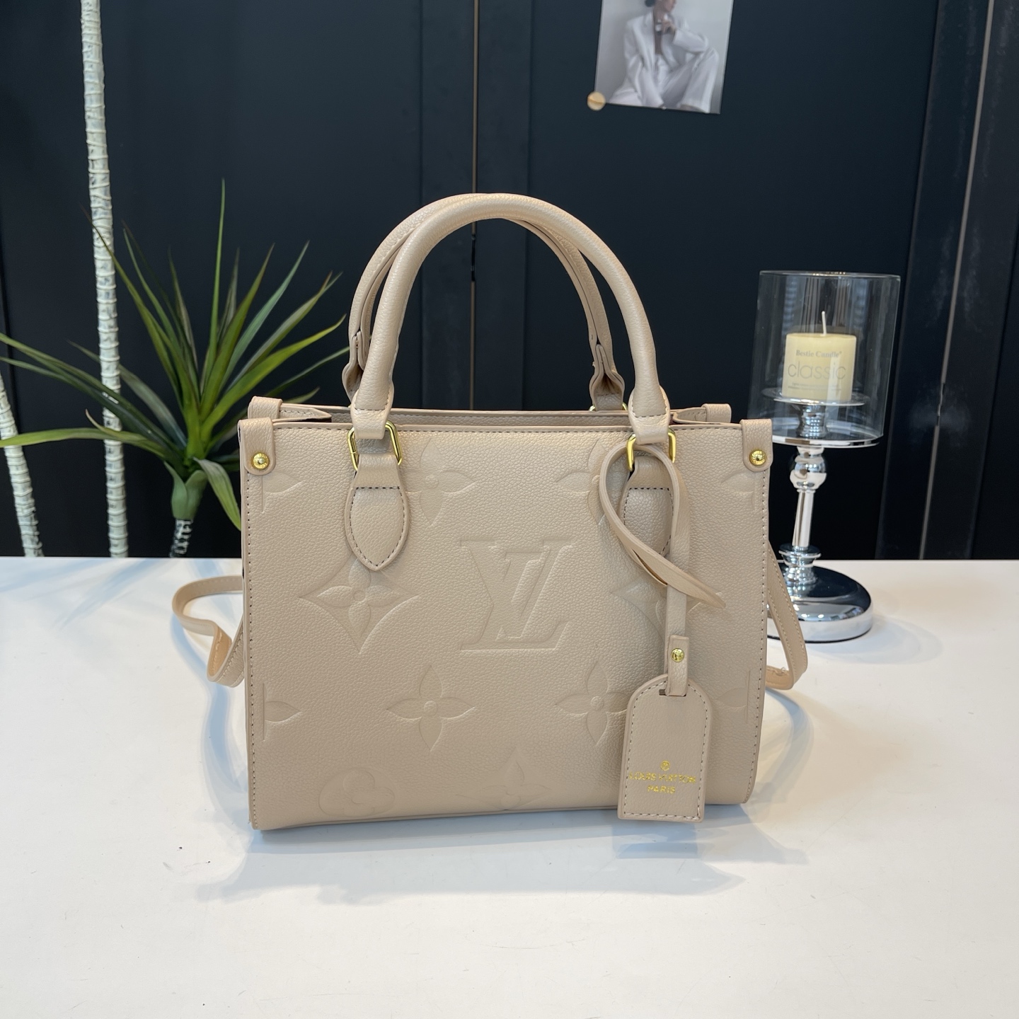 Vintage embossed letter handbag