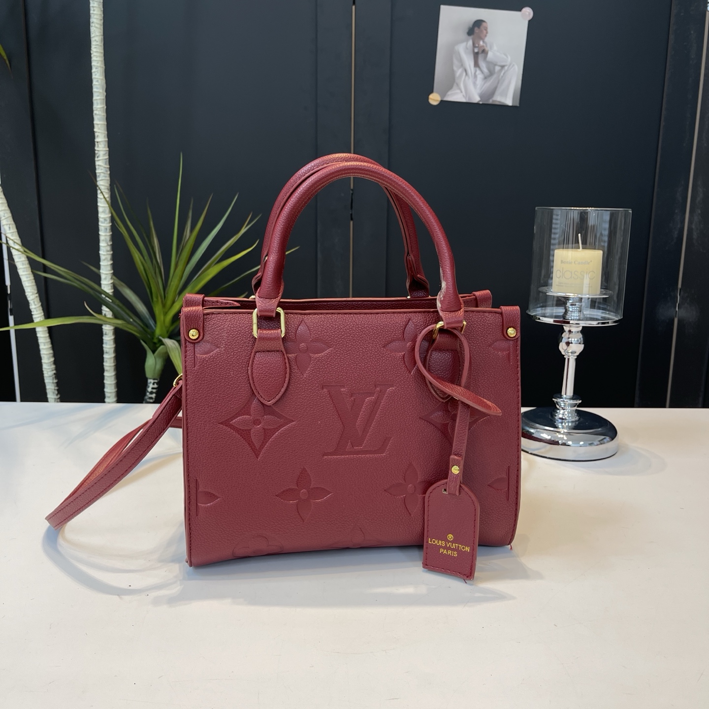 Vintage embossed letter handbag