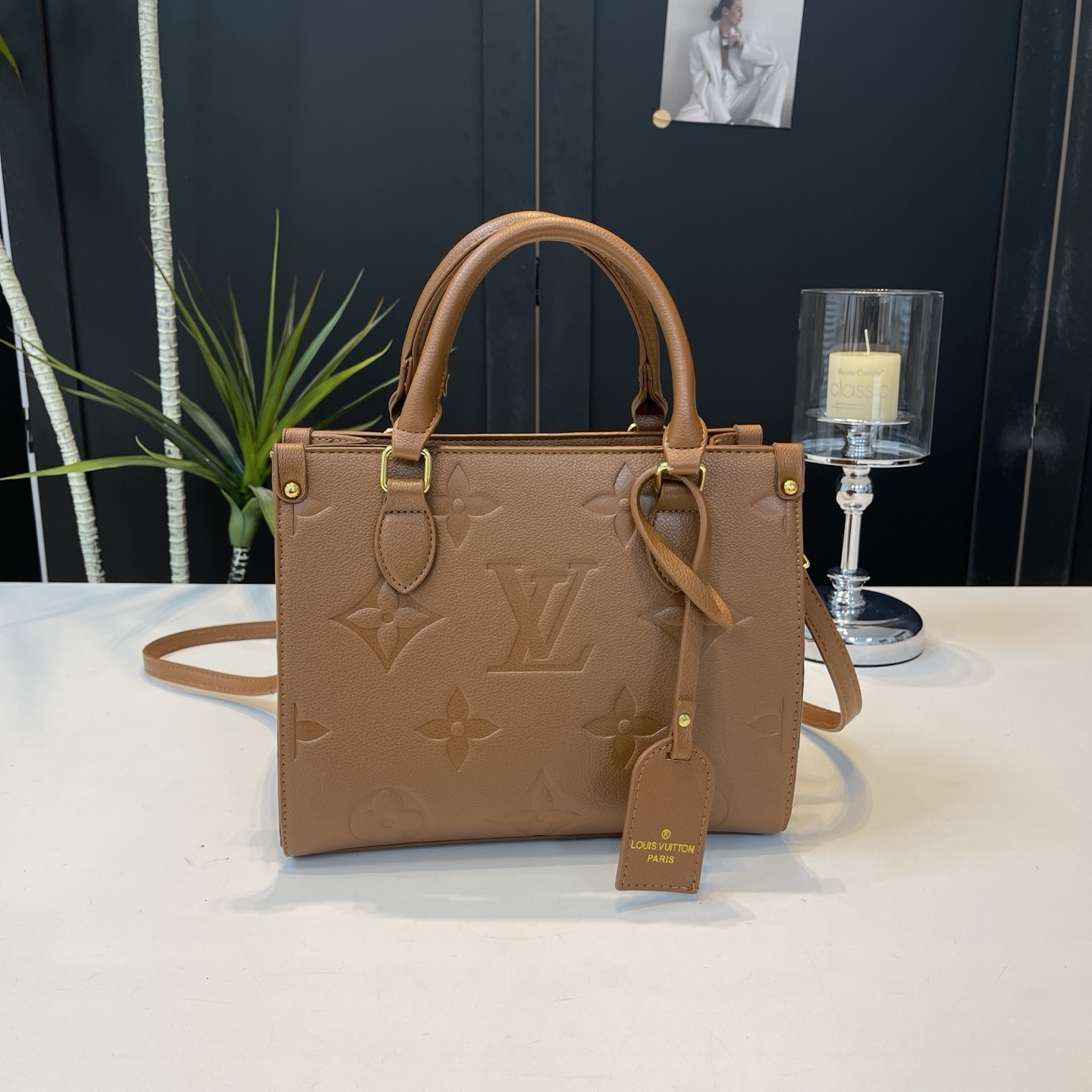 Vintage embossed letter handbag