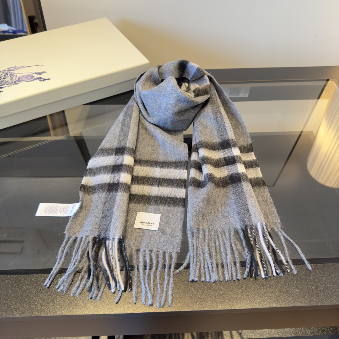 Classic large-check double-sided jacquard cashmere scarf