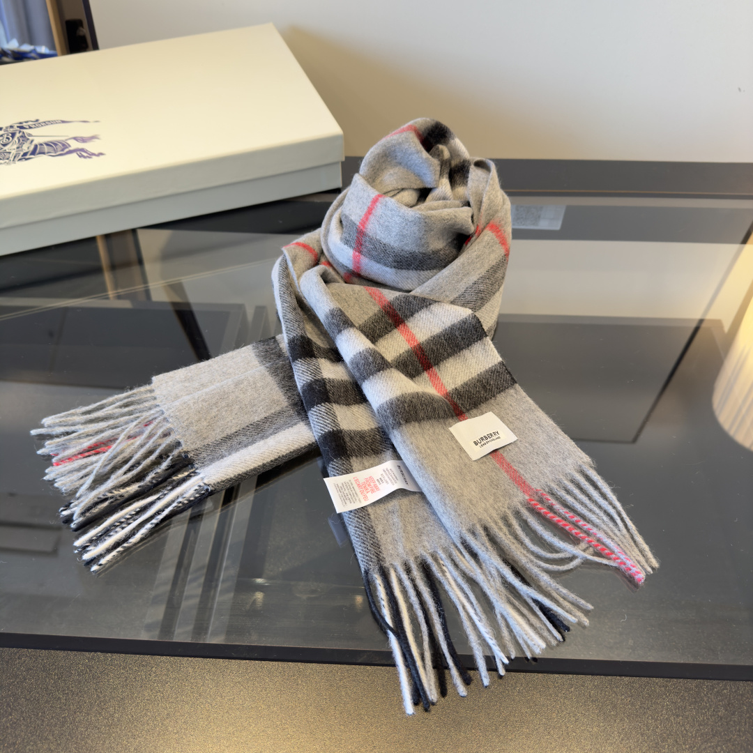 Classic large-check double-sided jacquard cashmere scarf