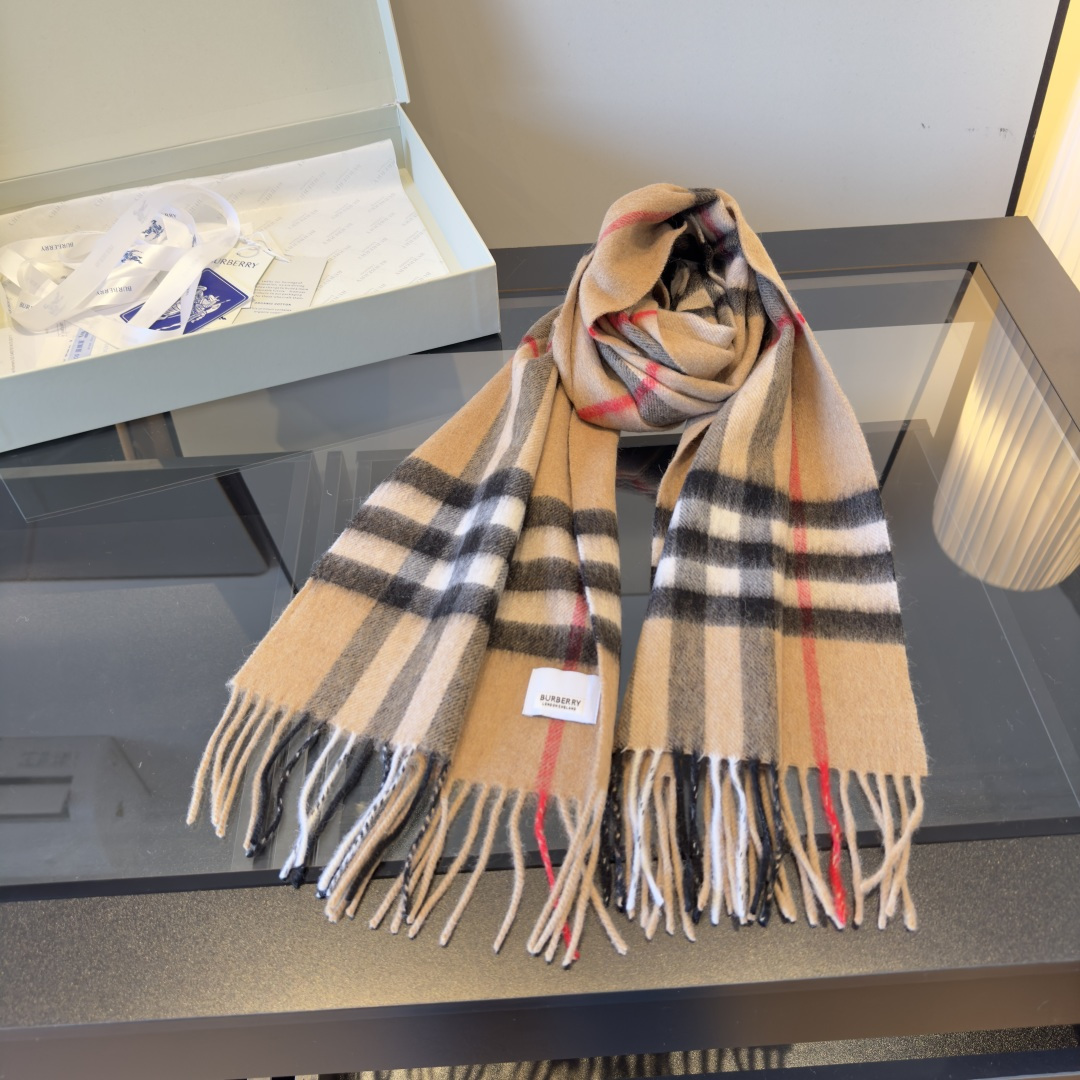 Classic large-check double-sided jacquard cashmere scarf