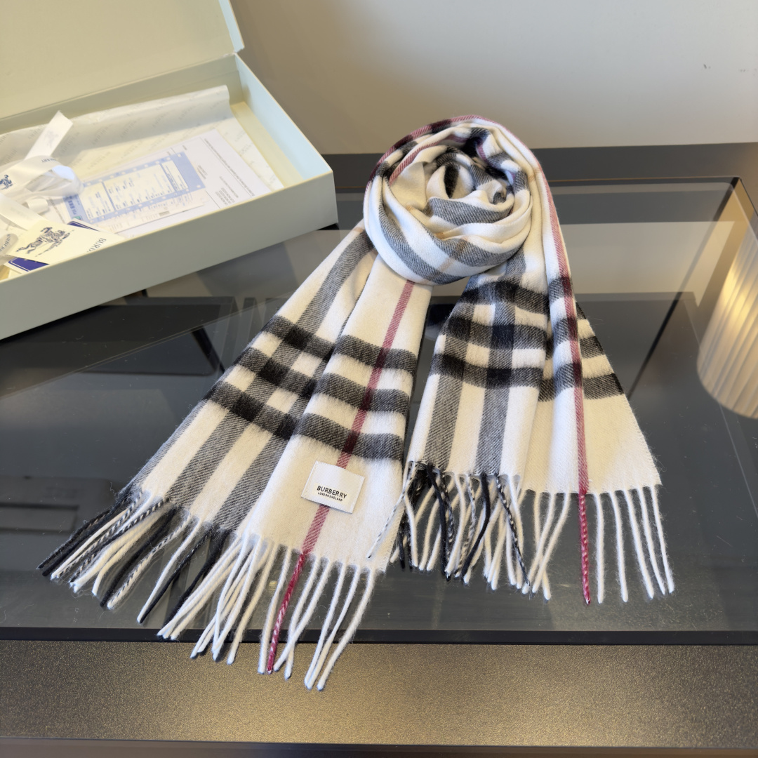 Classic large-check double-sided jacquard cashmere scarf