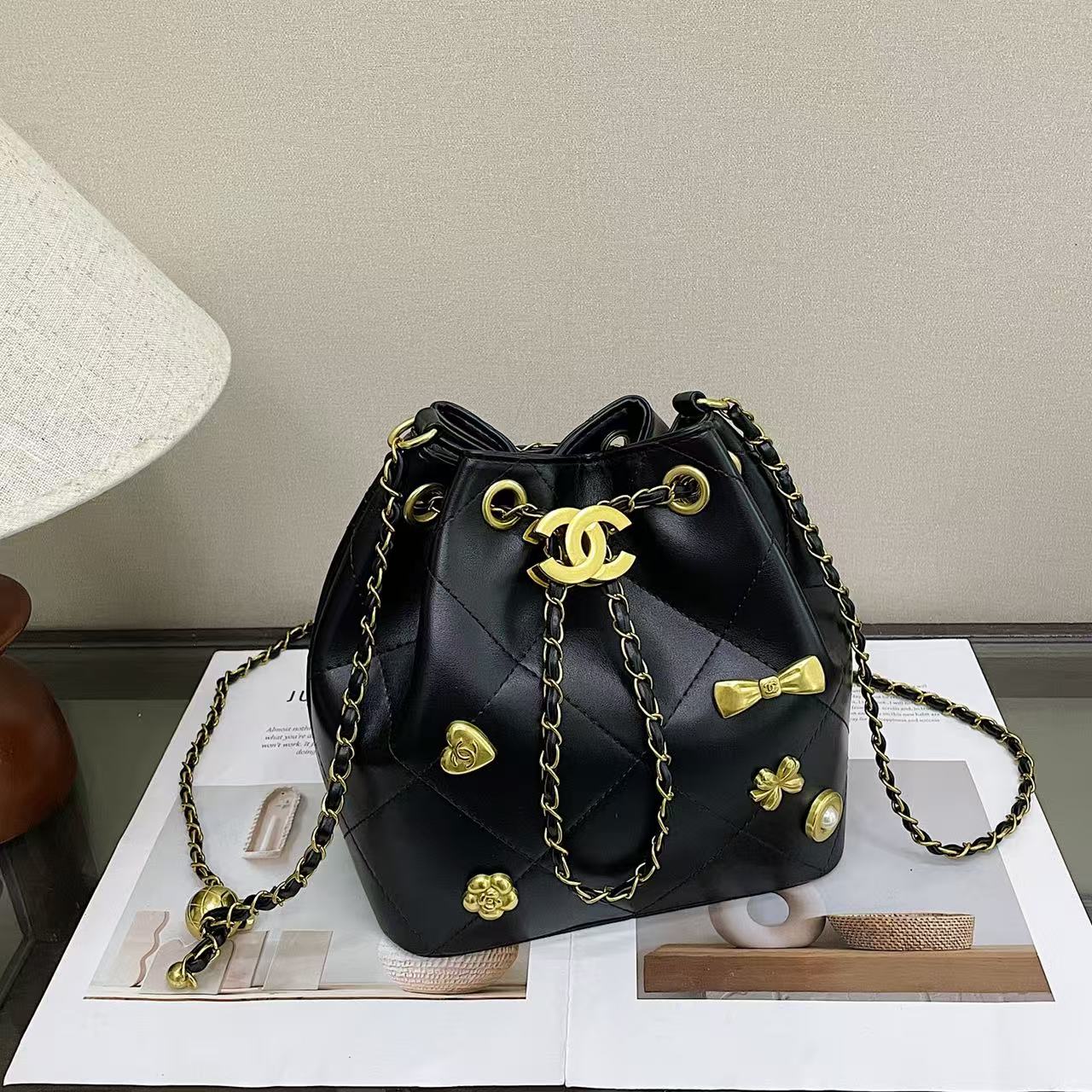 New drawstring bucket bag