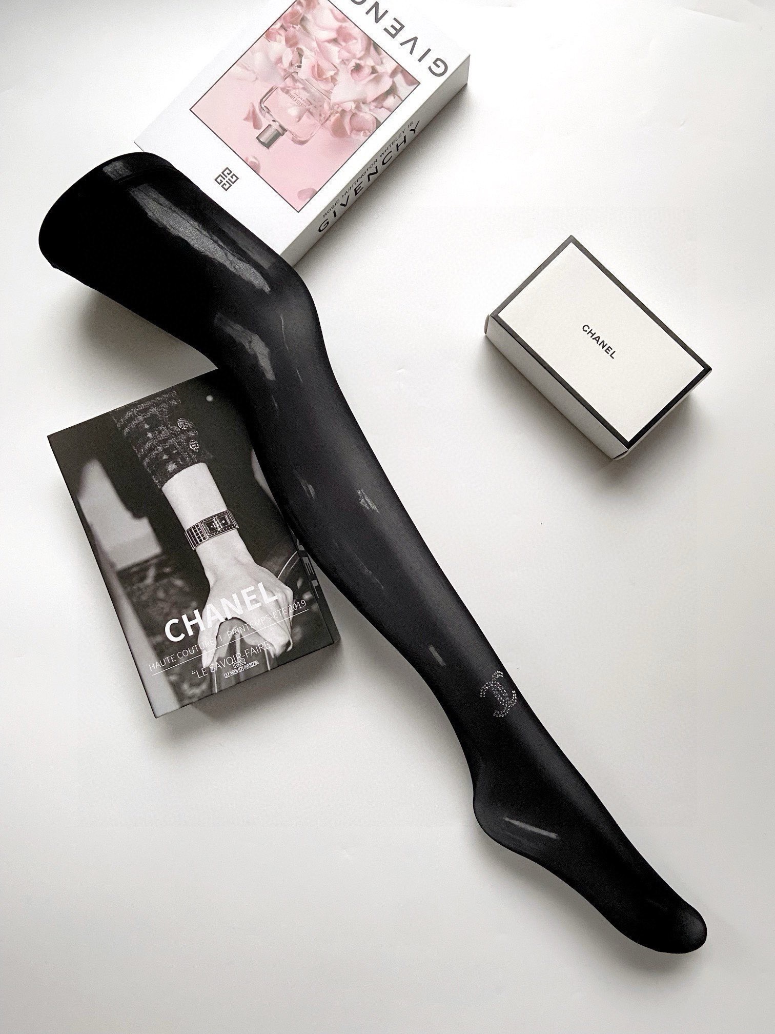 Bestselling rhinestone double-C logo stockings