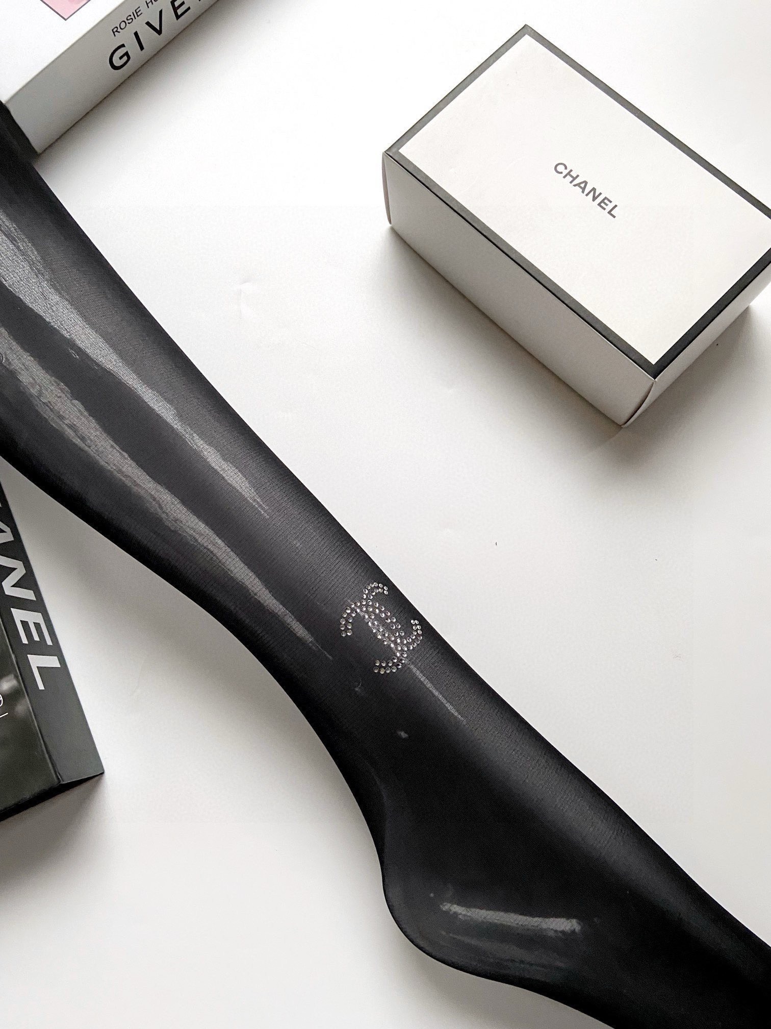 Bestselling rhinestone double-C logo stockings