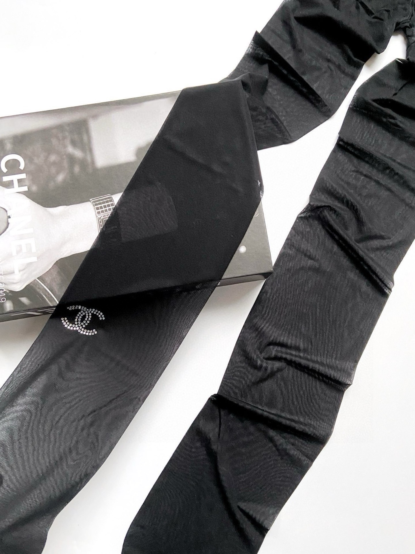 Bestselling rhinestone double-C logo stockings