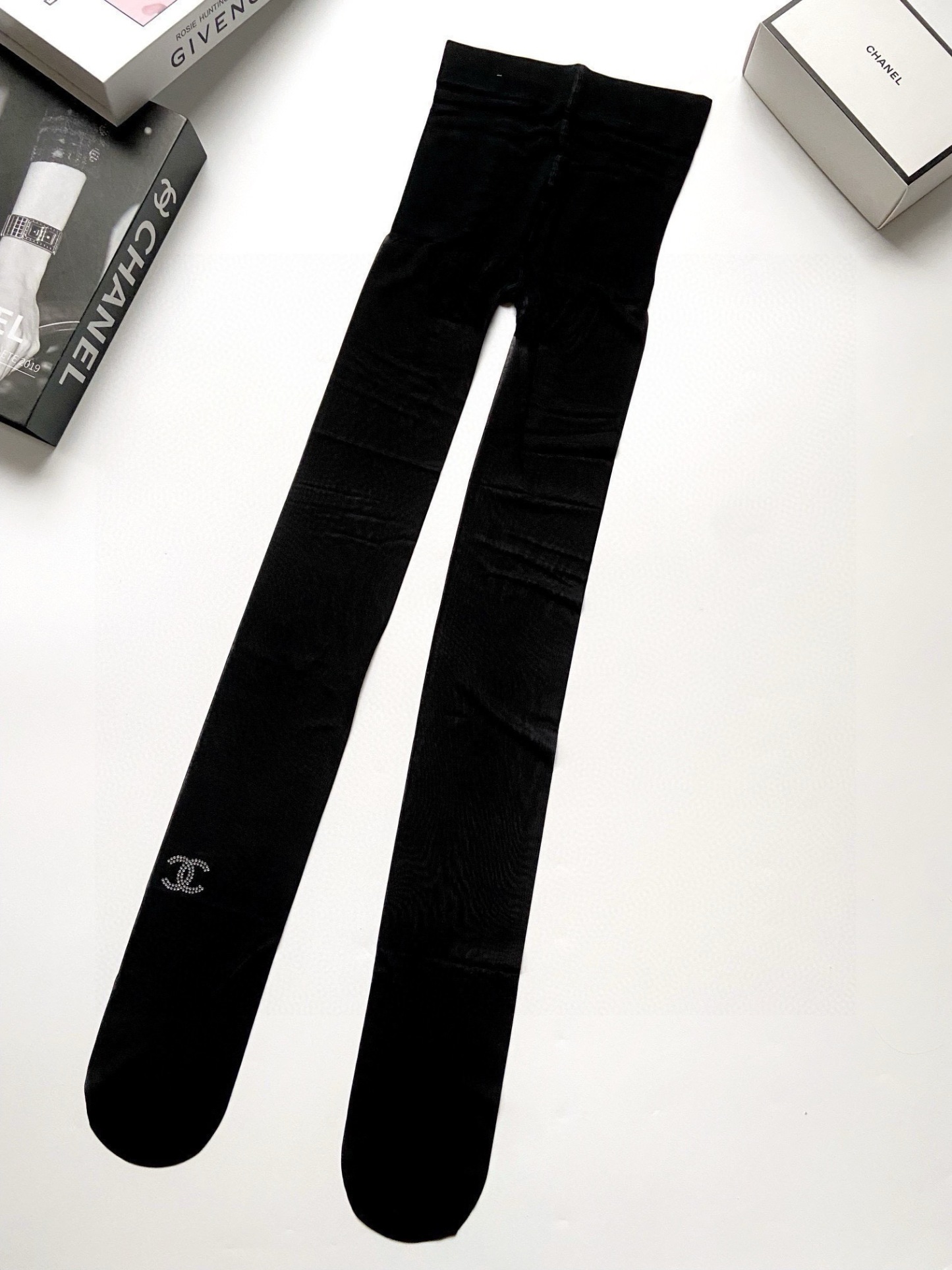 Bestselling rhinestone double-C logo stockings