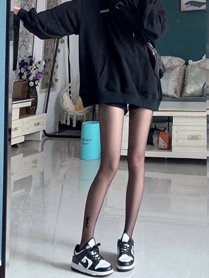 Classic flocked YSL logo tights