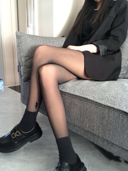 Classic flocked YSL logo tights