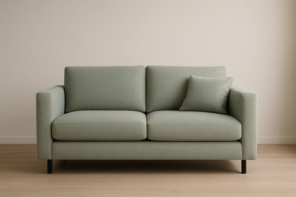 Divano a due posti in tessuto verde con cuscino 150x80x85 cm