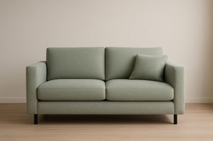 Divano a due posti in tessuto verde con cuscino 150x80x85 cm