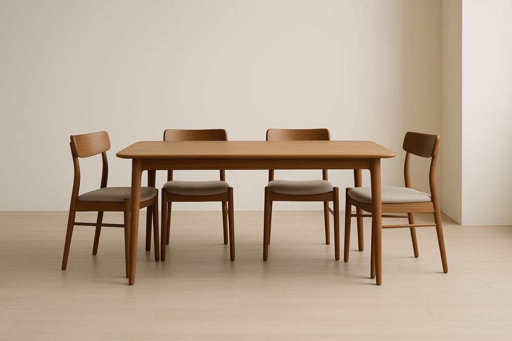 Set Tavolo e Sedie in Legno Massello Marrone