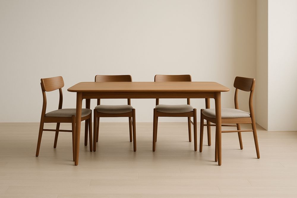 Set Tavolo e Sedie in Legno Massello Marrone