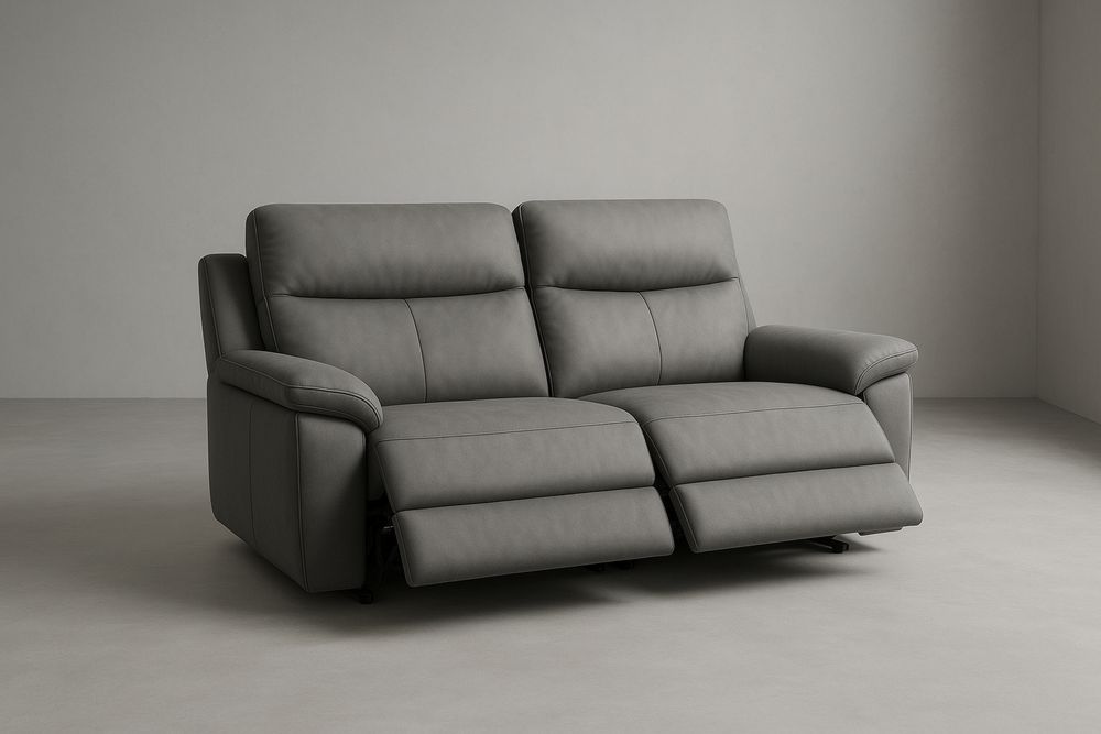 Divano reclinabile a due posti in pelle sintetica Grigio
