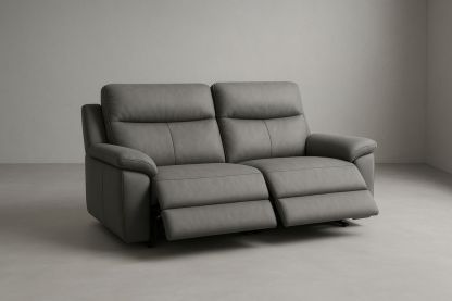 Divano reclinabile a due posti in pelle sintetica Grigio
