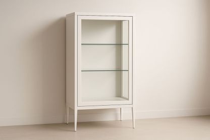 Vetrina in Legno MDF e Vetro Temperato Bianco 160x80x40 cm