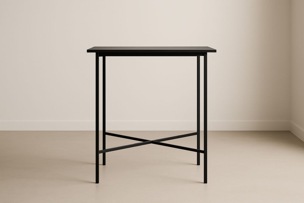 Tavolo Alto Rettangolare in Acciaio Nero 100x40x100 cm