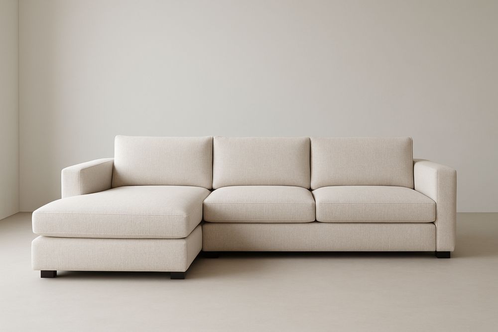 Divano ad angolo tessuto lino beige 280x160x85 cm