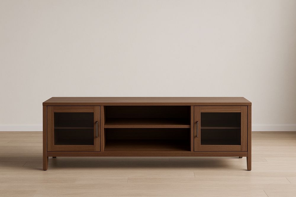 Mobile TV Legno MDF e Vetro Temperato Noce 120x40x45 cm