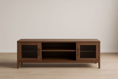 Mobile TV Legno MDF e Vetro Temperato Noce 120x40x45 cm