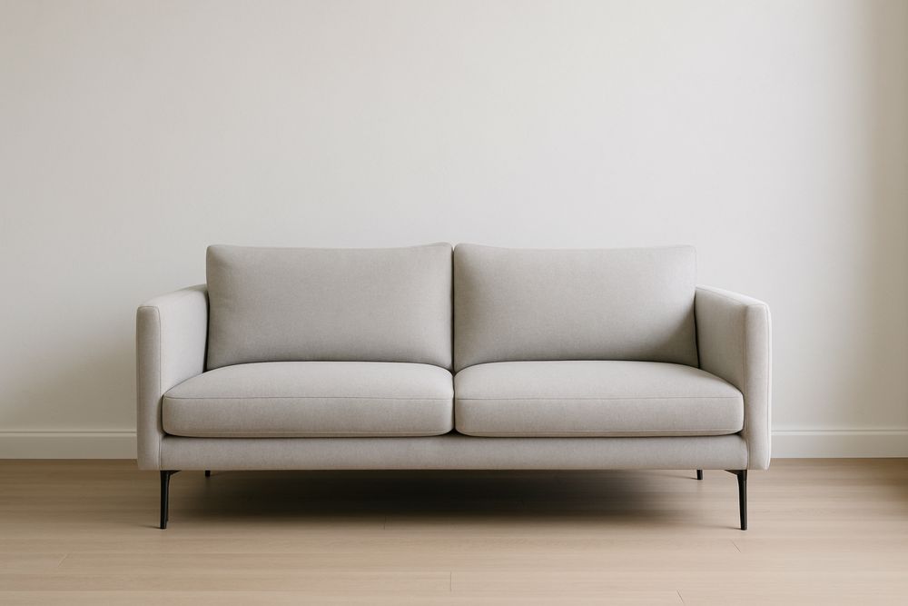 Divano in Tessuto Poliestere a Due Posti Grigio Chiaro con Gambe in Metallo