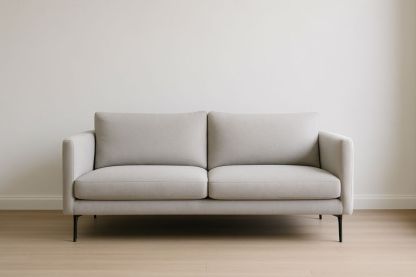 Divano in Tessuto Poliestere a Due Posti Grigio Chiaro con Gambe in Metallo