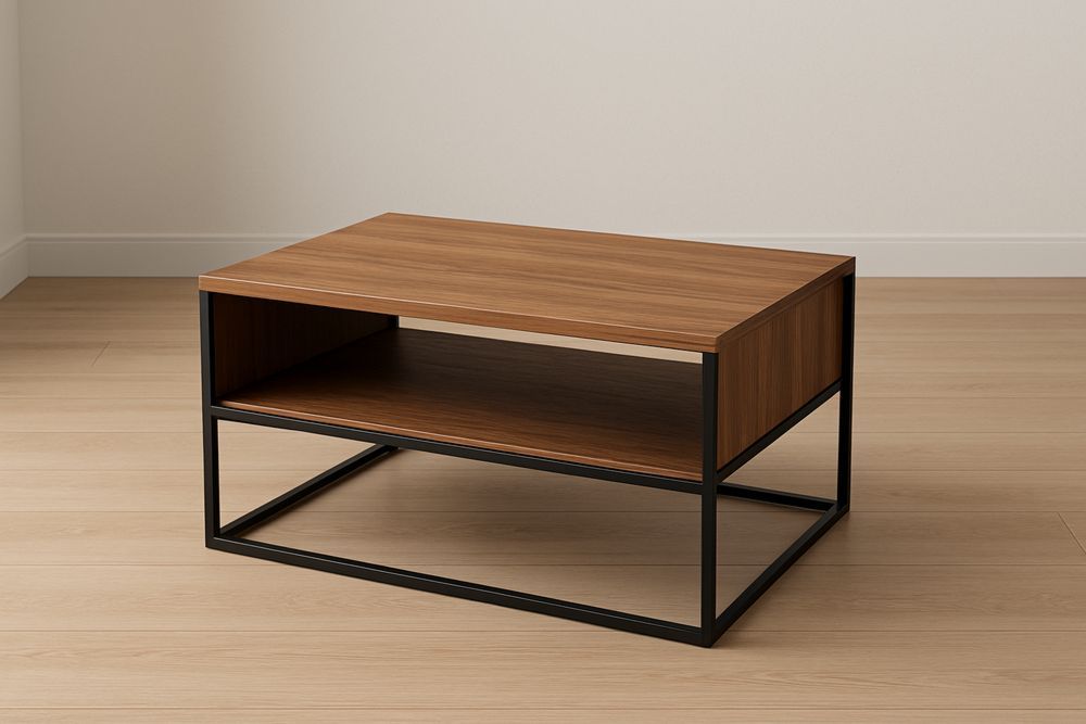 Tavolino da Salotto Rettangolare Legno e Metallo 100x60x45 cm