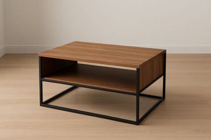 Tavolino da Salotto Rettangolare Legno e Metallo 100x60x45 cm