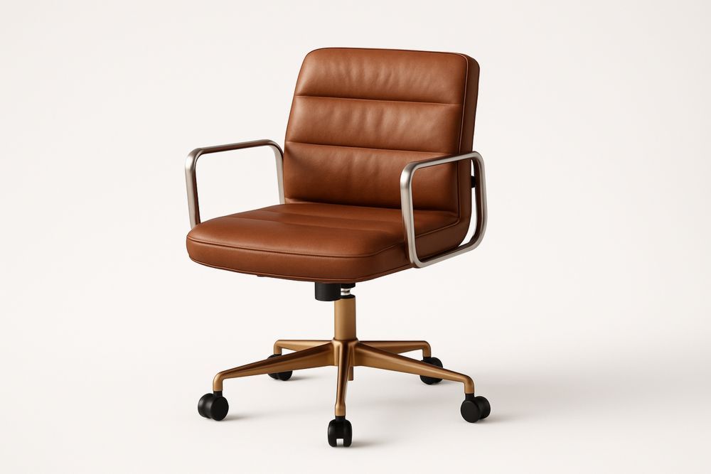 Sedia Ufficio in Pelle Sintetica con Braccioli in Metallo