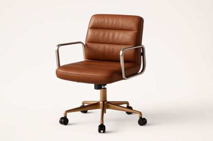 Sedia Ufficio in Pelle Sintetica con Braccioli in Metallo