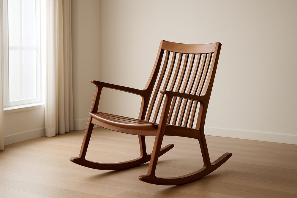 Sedia a dondolo in legno massello marrone