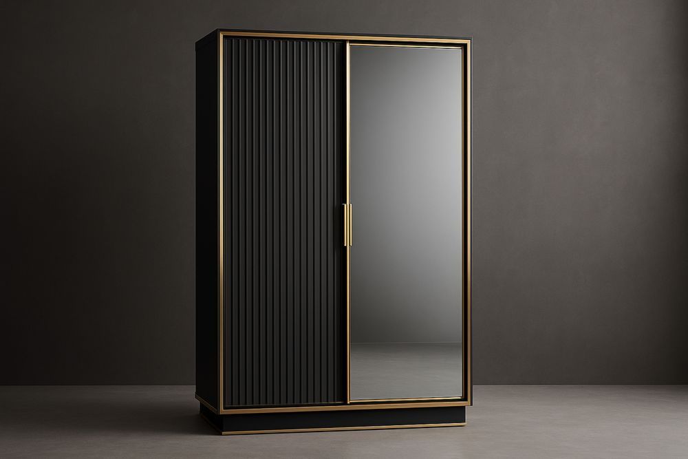 Armadio in Legno MDF con Specchio e Rifiniture in Metallo