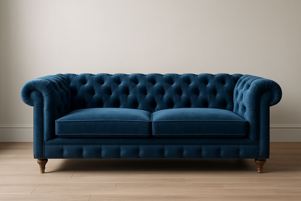 Divano Chesterfield in Velluto Blu
