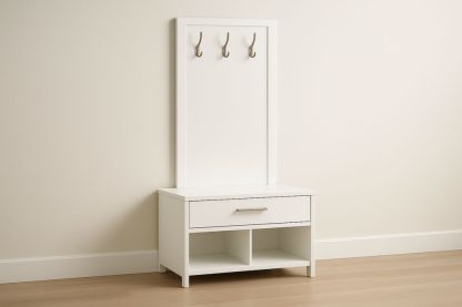 Appendiabiti in legno con cassetto e ganci 180x80x40 cm