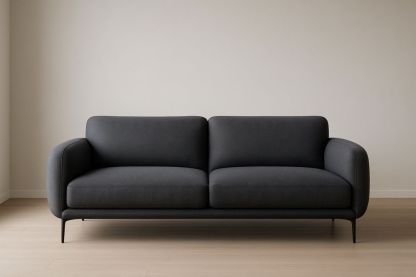 Divano Due Posti in Tessuto Poliestere Grigio Scuro con Gambe in Metallo