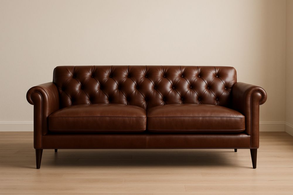 Divano in Pelle Chesterfield Marrone