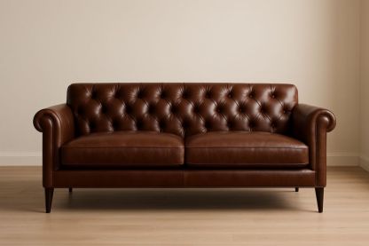 Divano in Pelle Chesterfield Marrone