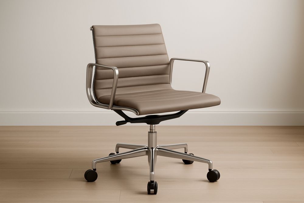 Sedia girevole in similpelle con base in metallo