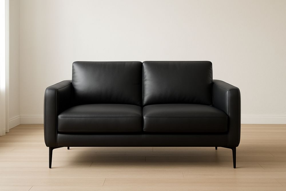 Divano Due Posti in Pelle PU Nero 140x85x80cm