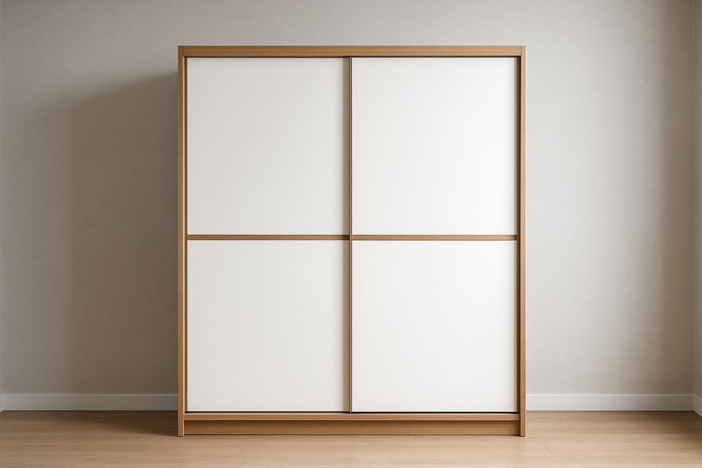 Armadio scorrevole in MDF Bianco e Rovere 200x210x60 cm