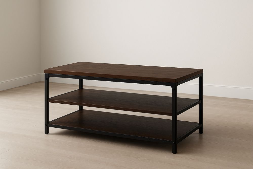 Tavolino da caffè in legno e metallo marrone e nero