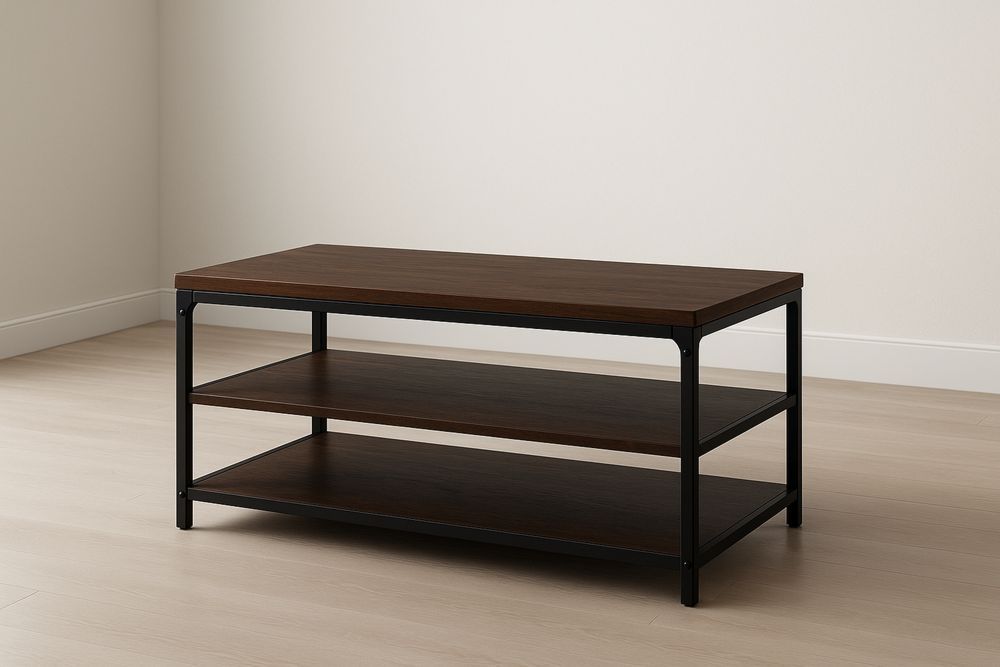 Tavolino da caffè in legno e metallo marrone e nero