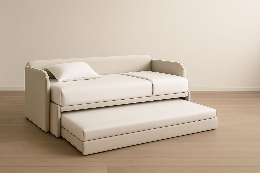 Divano Letto Estraibile in Tessuto Beige