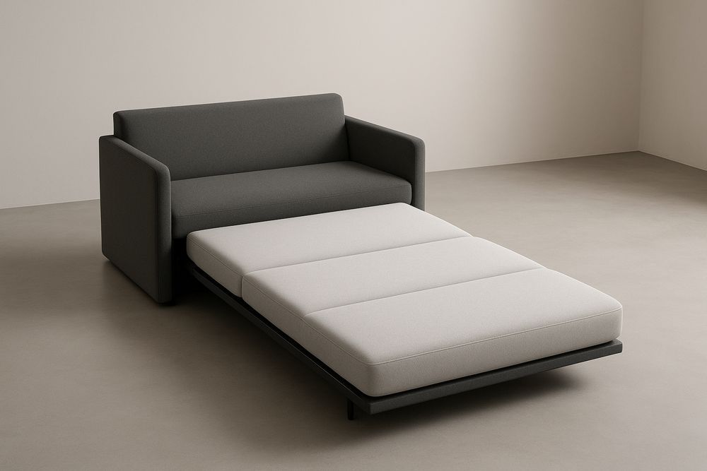 Divano Letto in Tessuto Grigio Scuro e Chiaro